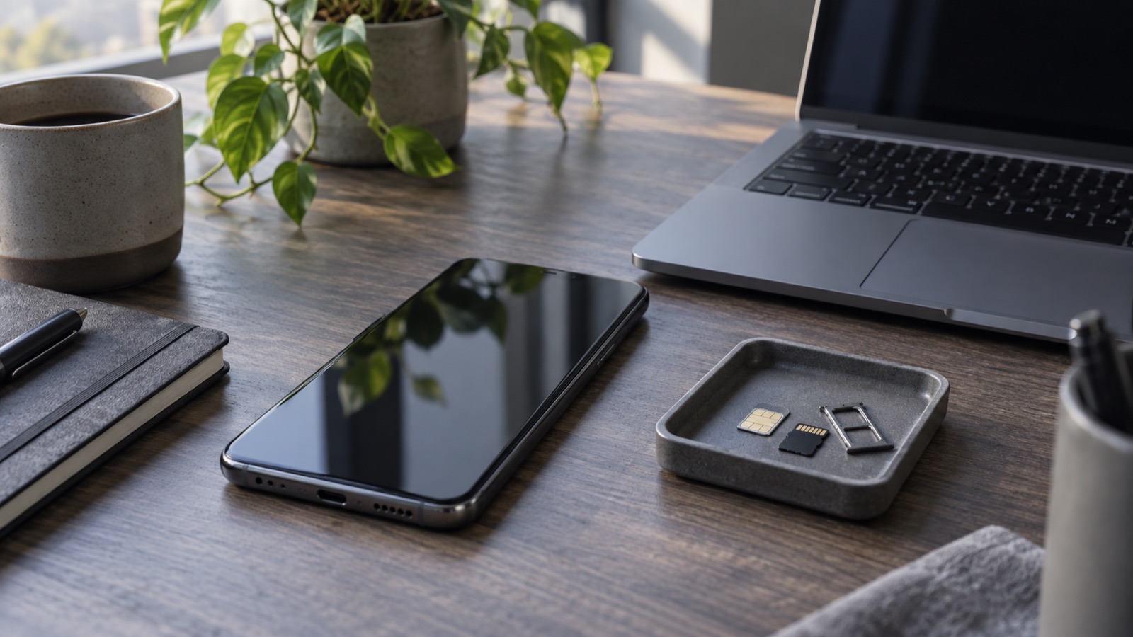 An Android phone beside a clean storage workspace prepared for a reset.