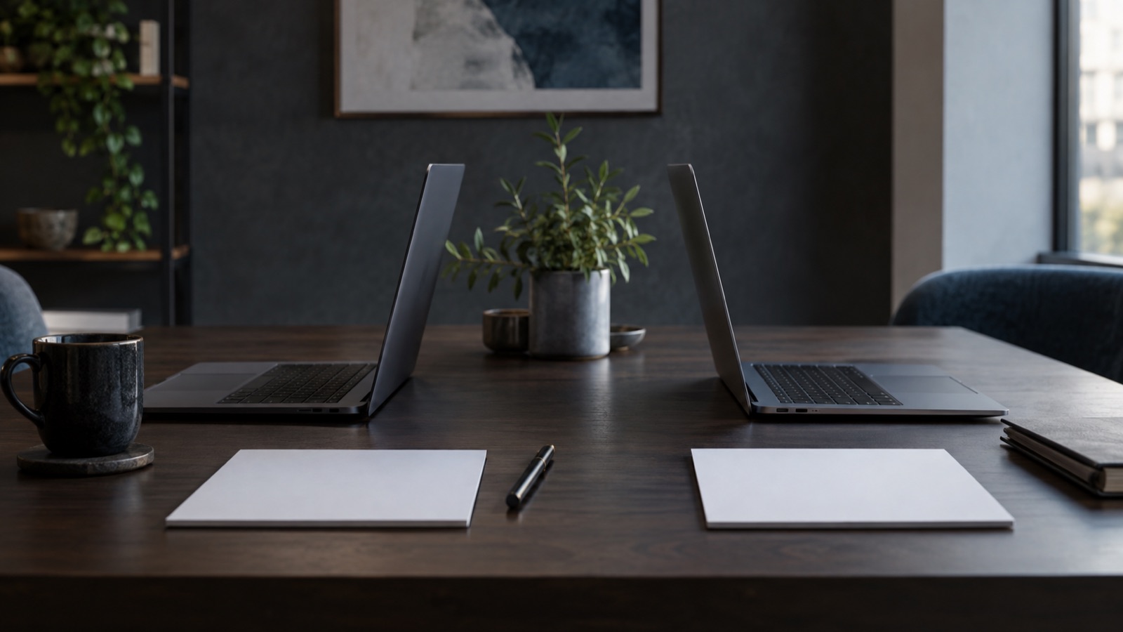 Two blank assistant workspaces arranged for a careful developer-tool comparison.