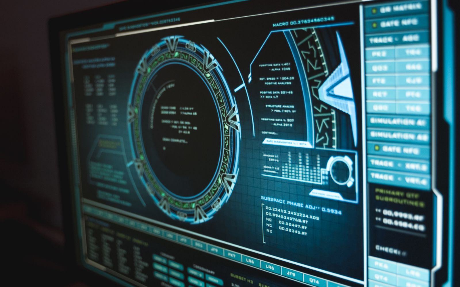 Close-up view of a high-tech computer interface displaying cyber security data, enhancing digital protection.